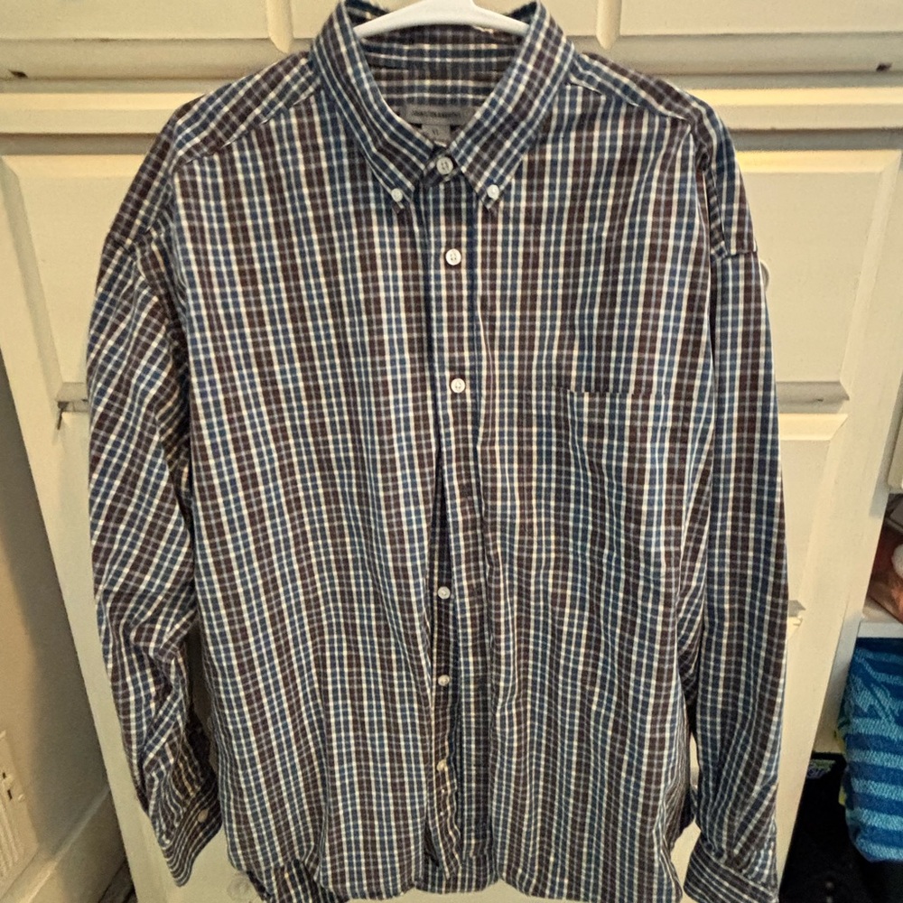 Johnston & Murphy Men's Plaid Shirt in Blue and Brown